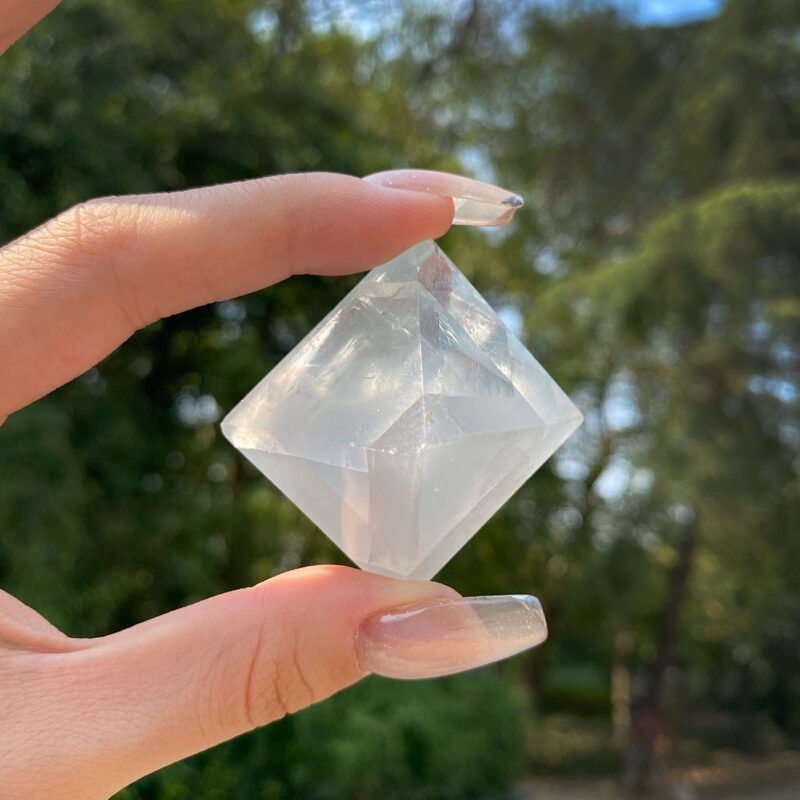 Mixture Fluorite & Calcite Bipyramid Gemstone - Image 2