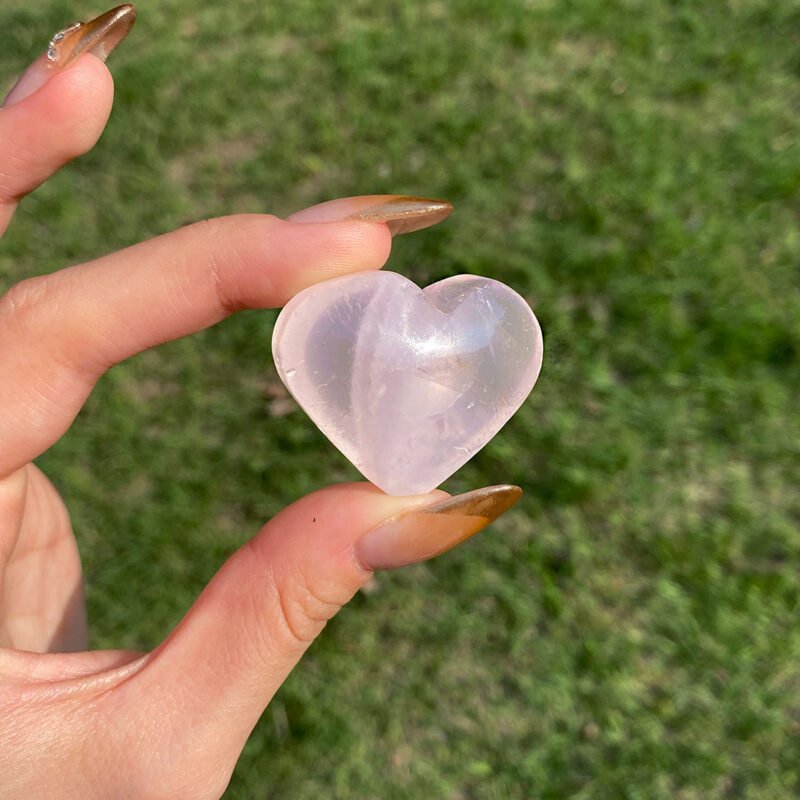 Rose Quartz Heart Plam Stone