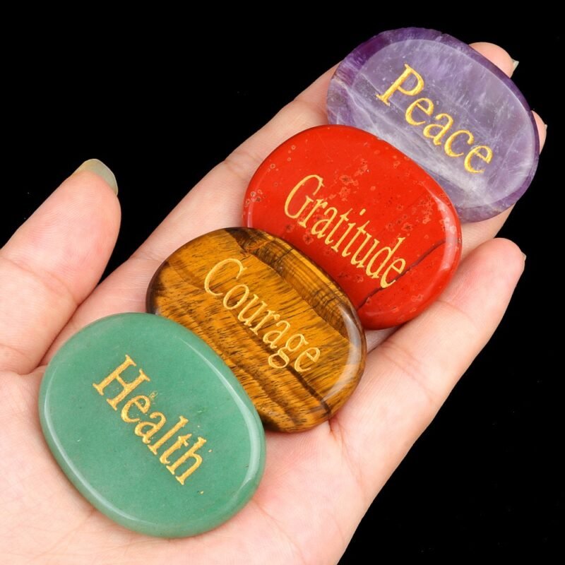 Engraved Natural Crystal Palm Stone & Healing Power Stone - Image 3