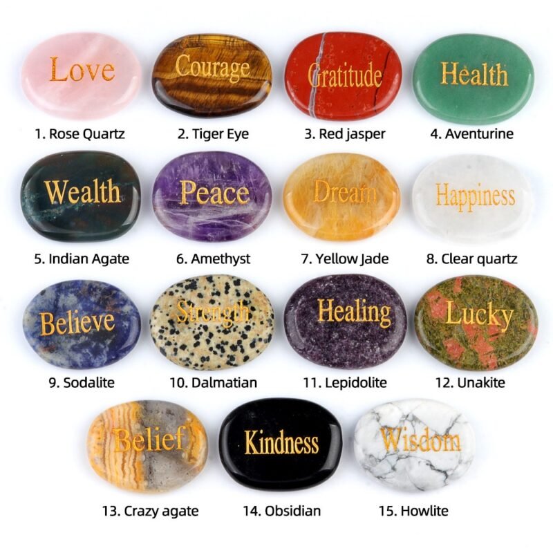 Engraved Natural Crystal Palm Stone & Healing Power Stone - Image 2